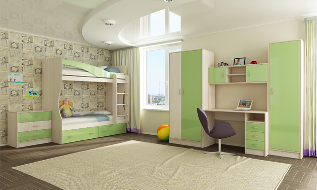 Мебель для детской Буратино зеленый/дуб м. 